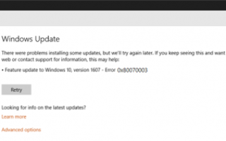 Napraw błąd Windows Update 0x80070003 w systemie Windows 10