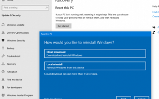 Jak zresetować lub ponownie zainstalować system Windows 10 za pomocą opcji pobierania w chmurze