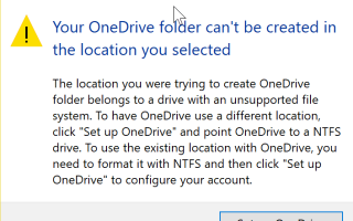 Napraw folder OneDrive nie można utworzyć w wybranej lokalizacji