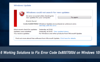 6 działających rozwiązań naprawiających błąd 0x8007000d w systemie Windows 10!