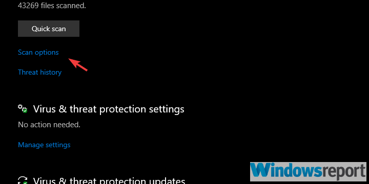 skanowanie systemu Windows Defender