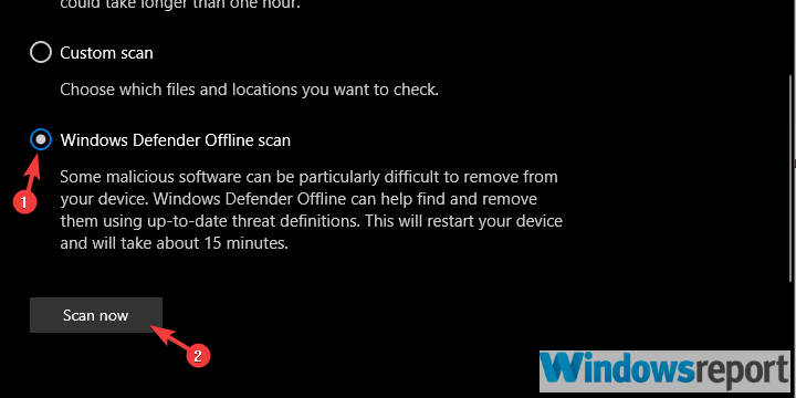 skanowanie systemu Windows Defender