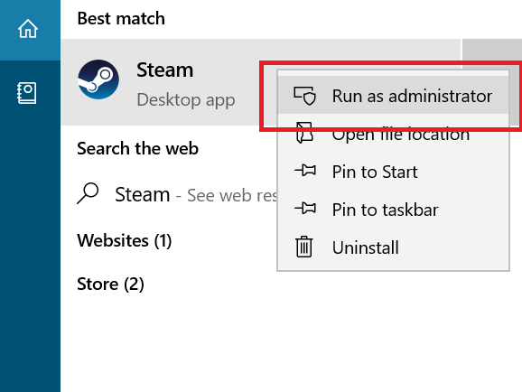 Steam Uruchom jako administrator