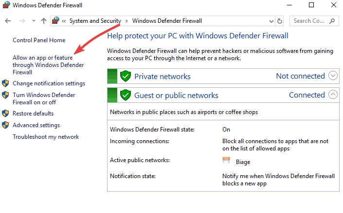 VPN zablokowany przez zaporę systemu Windows