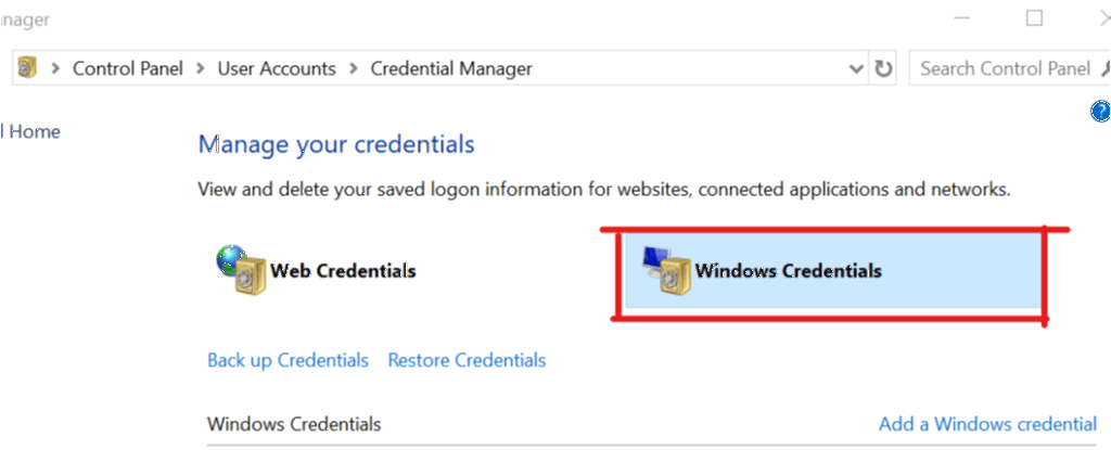 Windows Credential Manager coś poszło nie tak