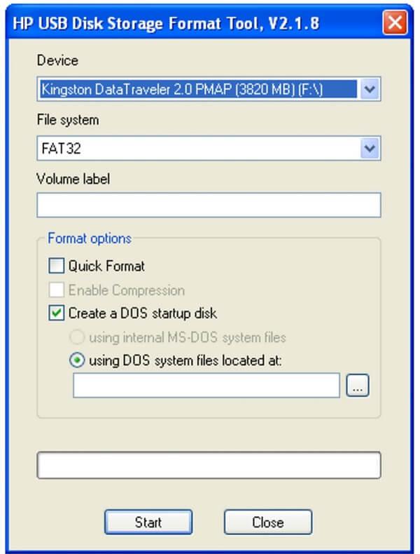 Format dysku USB HP