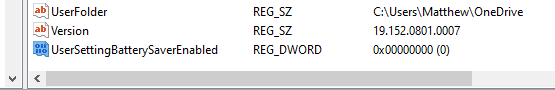 UserSettingBatterySaverEnabled DWORD ten komputer jest w trybie oszczędzania baterii