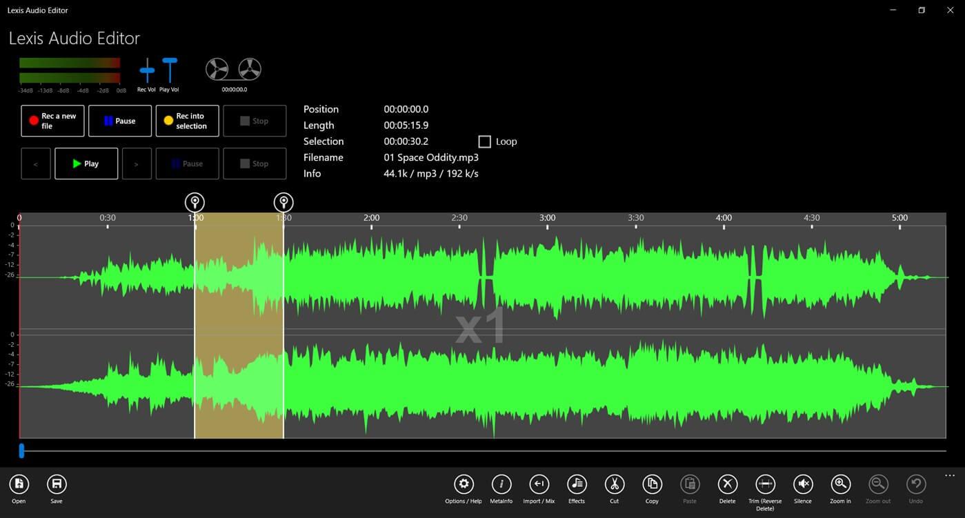 Lexis Audio Editor najlepsze aplikacje do nagrywania w systemie Windows 10