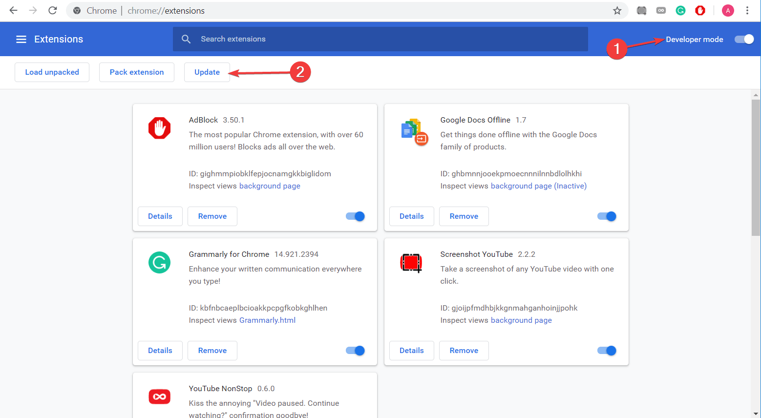 chrome update plugins Błąd ustanawiania połączenia z bazą danych