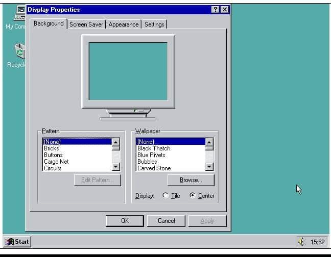 zmień tło Windows 95 w Windows 10