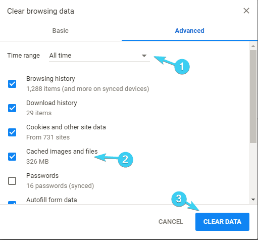 chrome VPN powoduje wyczyszczenie danych przeglądarki Chrome