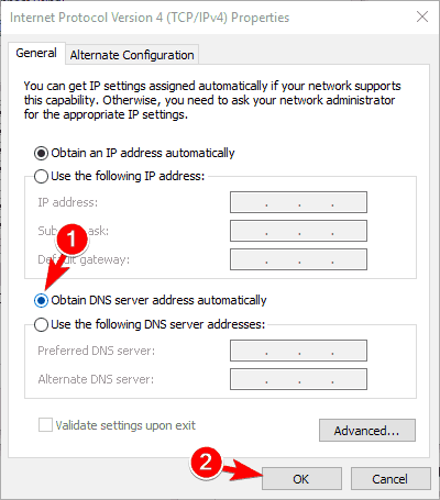 uzyskaj adres IP i serwer DNS automatycznie