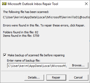 Błąd perspektywy naprawy skrzynki odbiorczej programu Microsoft Outlook 0x8004060c