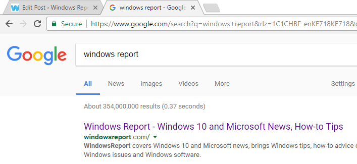 Google Chrome Windows raport wyszukiwania