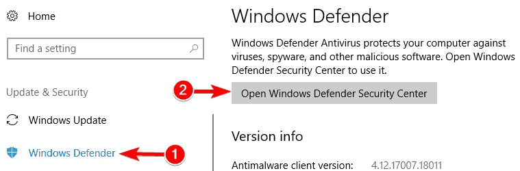 Windows Defender twój komputer nie mógł't be scanned