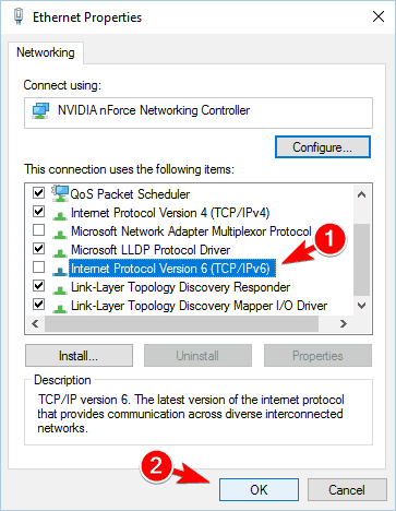 wyłącz konflikt IPv6 z adresem IP