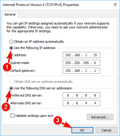 Ethernet nie't have a valid IP address