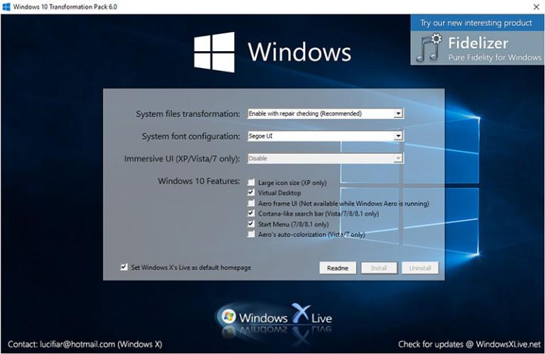 Pakiet transformacji do systemu Windows 10