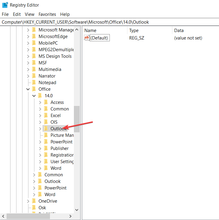 Outlook Edytor rejestru poczty, jak zmienić lokalizację pliku danych programu Outlook offline