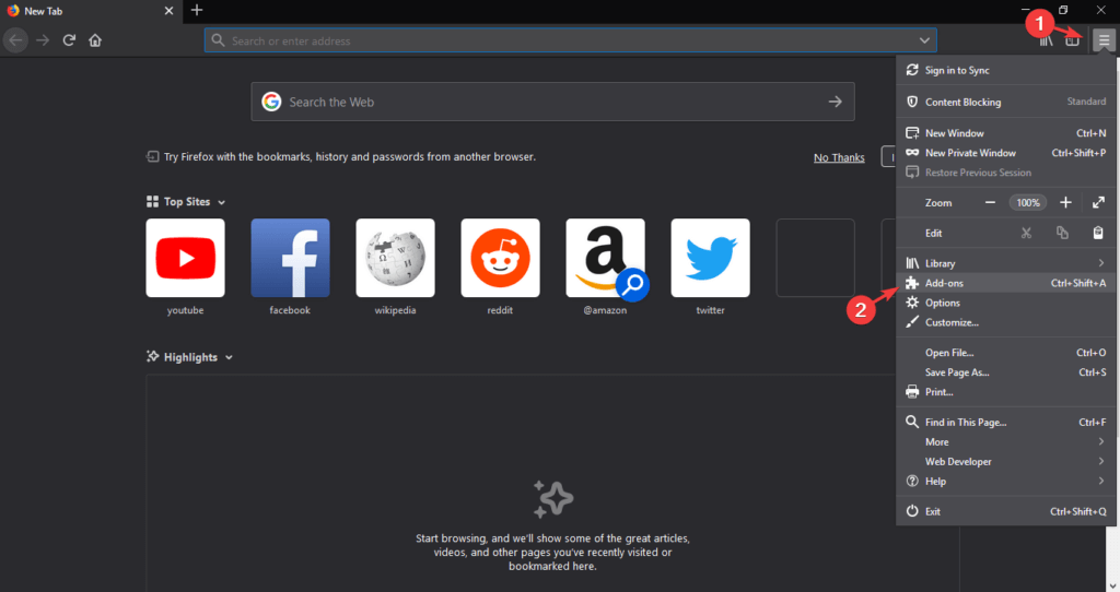 Błąd dodatku dla dodatku Firefox