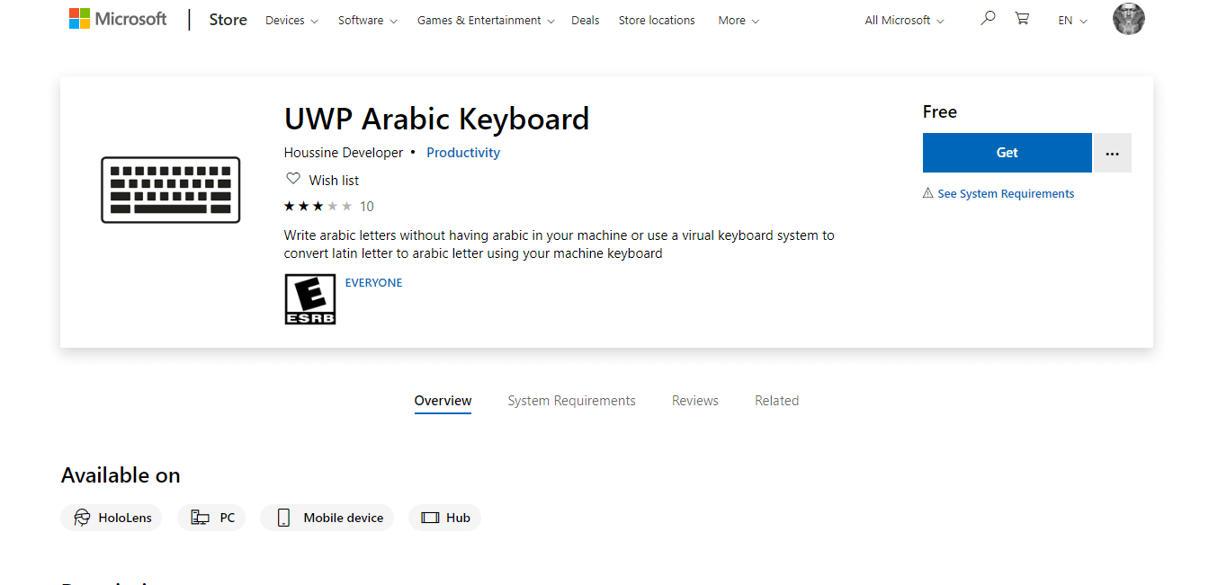 Klawiatura arabska UWP - pisanie po arabsku