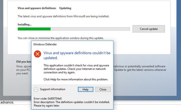 Błąd Windows Defender 0x800704e8