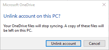 odłącz konto na tym komputerze onedrive