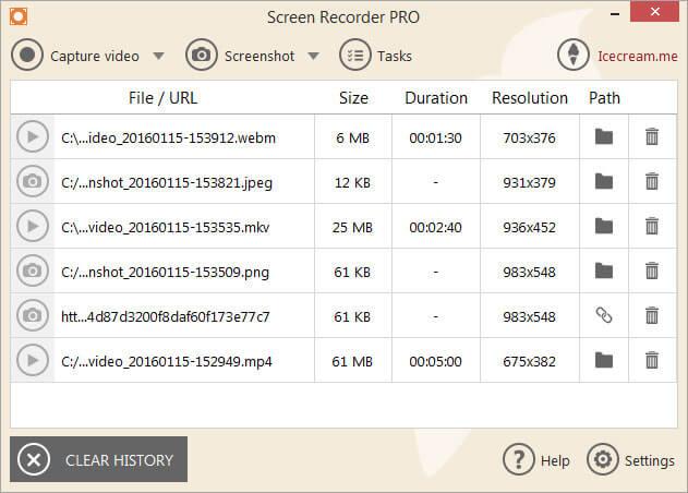 Gdzie są zapisywane moje zrzuty ekranu? Historia projektu w Icecream Screen Recorder