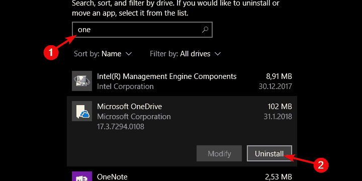 zainstalowana jest nowsza wersja onedrive
