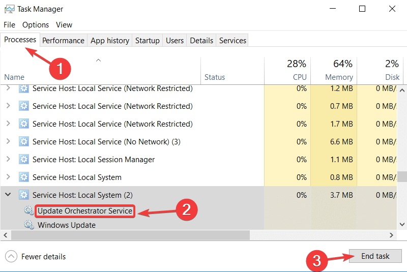 zaktualizuj menedżera zadań usługi orkiestratora