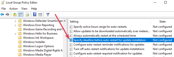 Określ terminy automatycznych aktualizacji i restartów