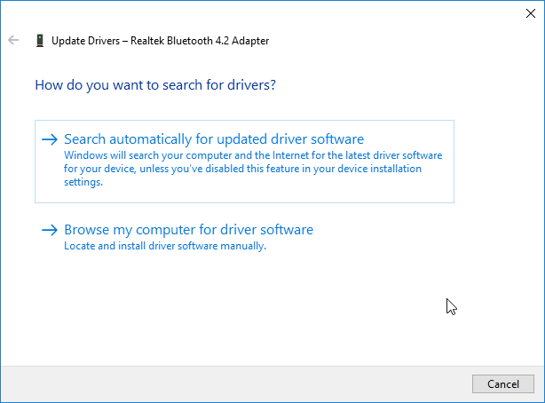 automatycznie wyszukaj zaktualizowane oprogramowanie sterownika Windows nie mógł zainstalować urządzenia peryferyjnego Bluetooth