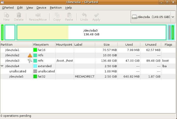 GParted Disk Partition windows