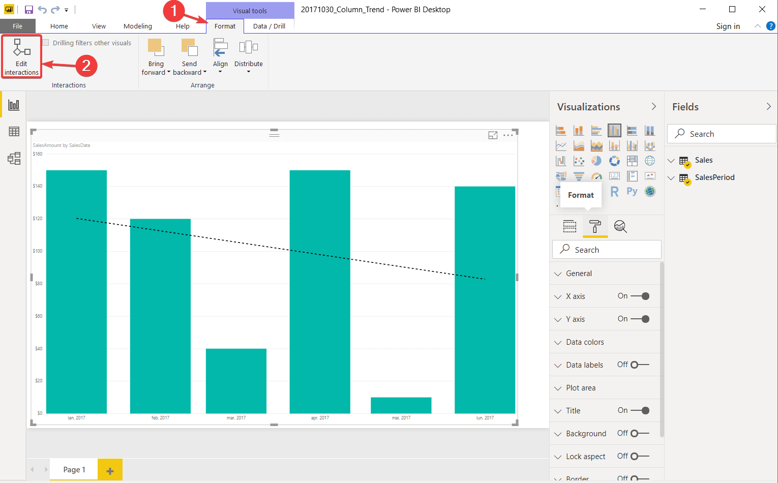 interakcje power bi edit