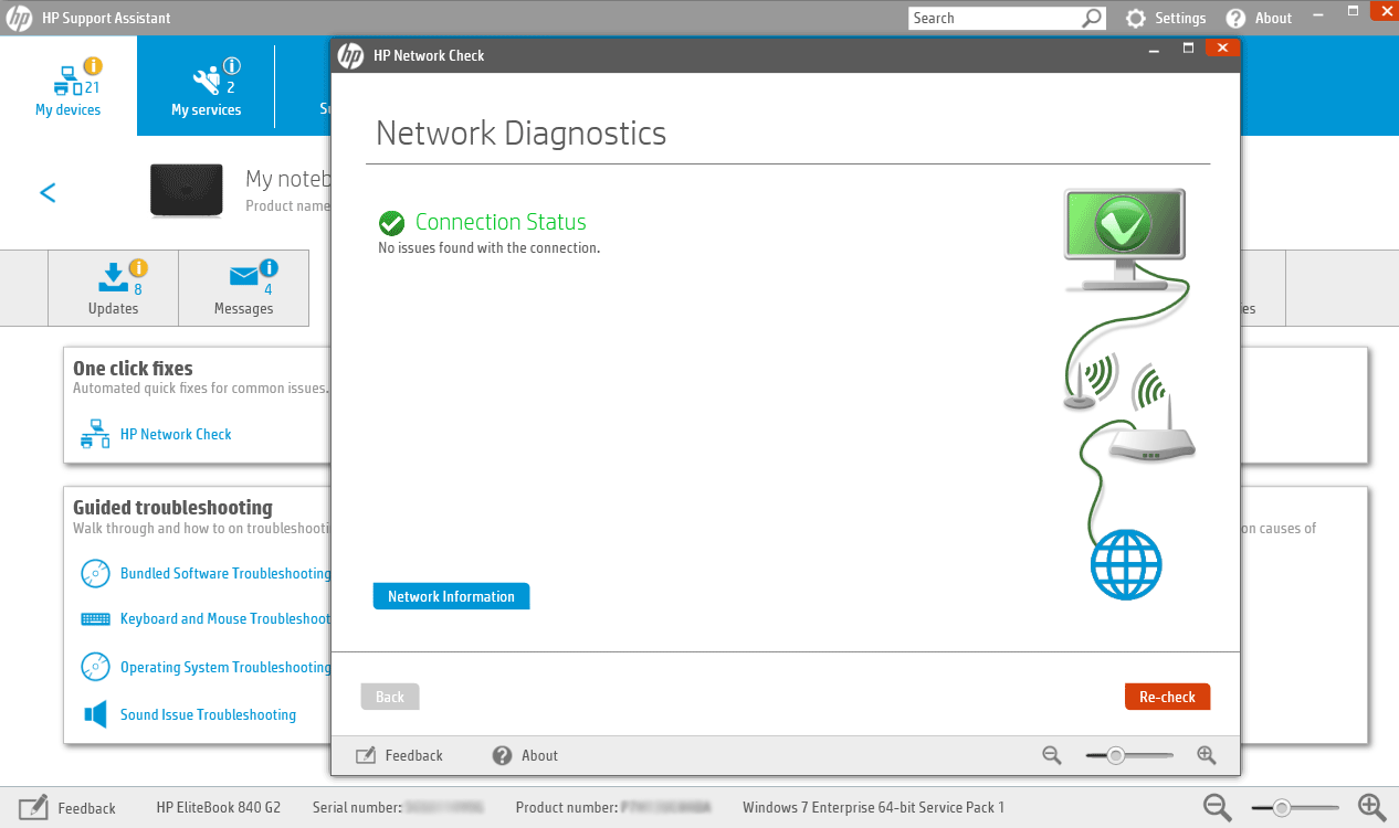 Asystent wsparcia HP naprawia problemy z Wi-Fi HP