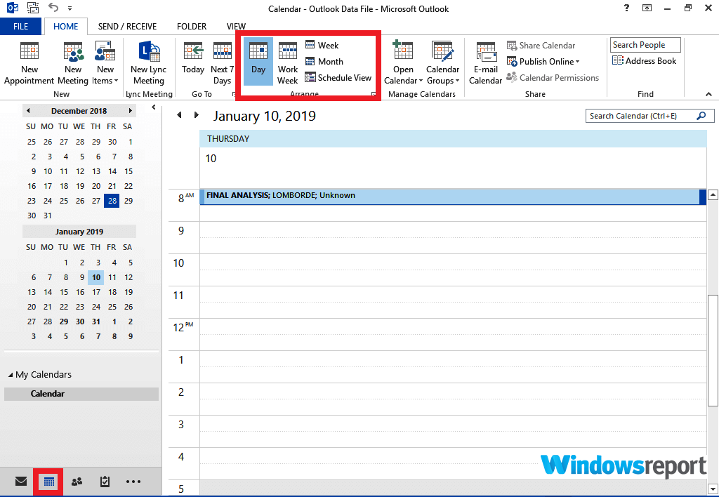 Spotkanie programu Outlook nie wyświetla się w kalendarzu