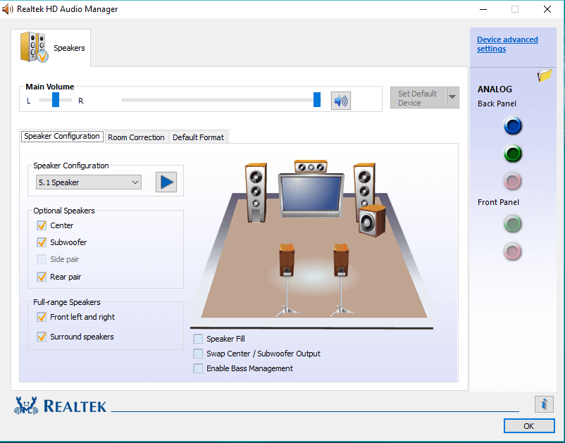 konfiguracja głośników Realtek HD Audio Manager Pobierz Realtek HD Audio Manager