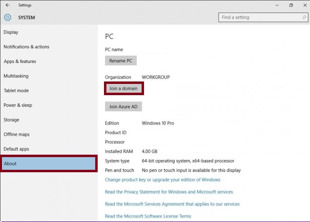 Windows 10 Dołącz do domeny