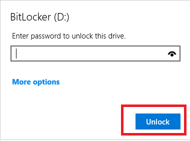 BitLocker Unlock Wpisz hasło