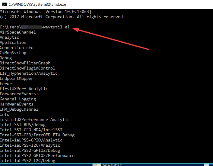 wevtutil el