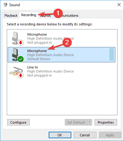 Poziom mikrofonu ciągle spada do 0 Windows 10