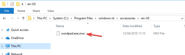 Błąd aplikacji wordpad.exe