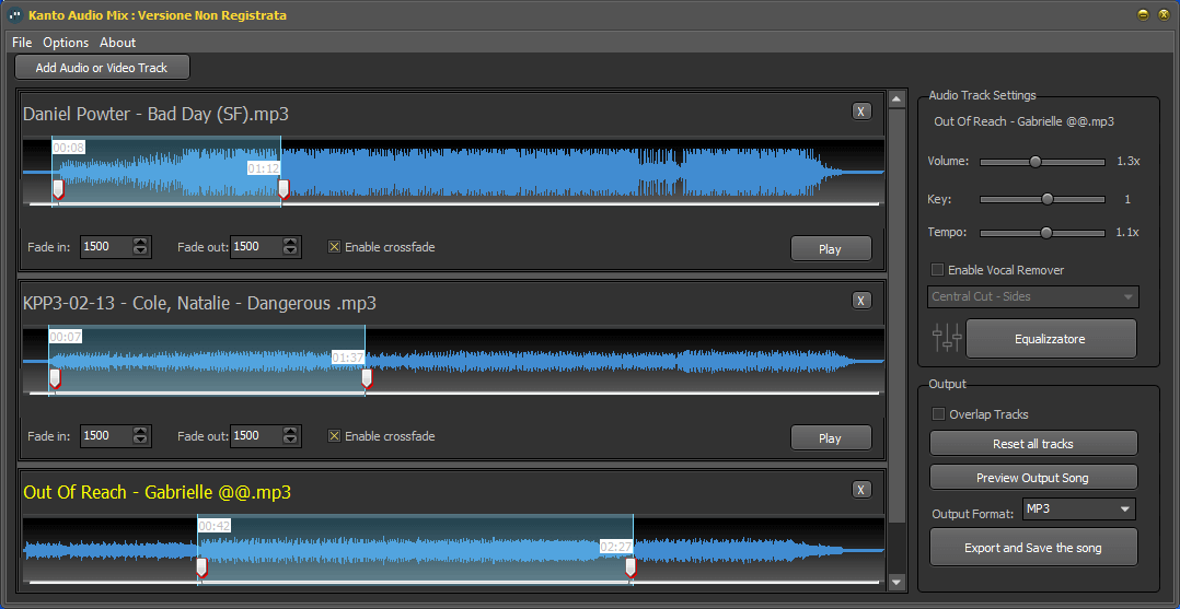 Połącz plik audio z oprogramowaniem Audio Mix