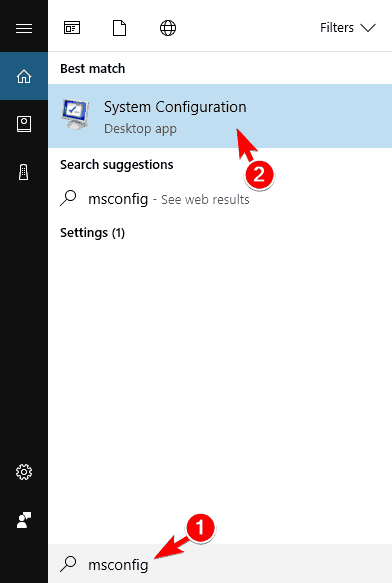 msconfig Microsoft Edge nie uruchamia się