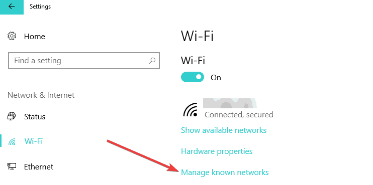 zarządzać znanymi sieciami Wi-Fi