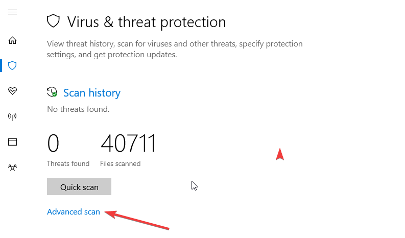 zaawansowane skanowanie systemu Windows Defender