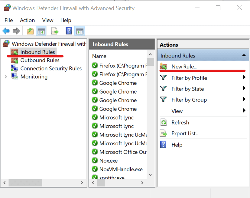 Reguły przychodzące - nowa reguła Skype Firewall