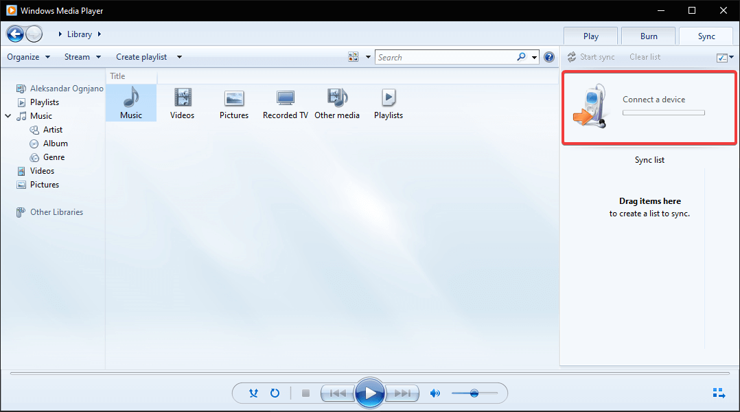 Windows Media Player nie może zsynchronizować listy