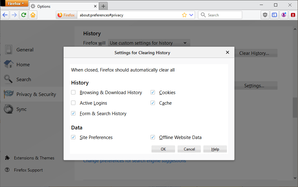 Firefox i historia przeglądania