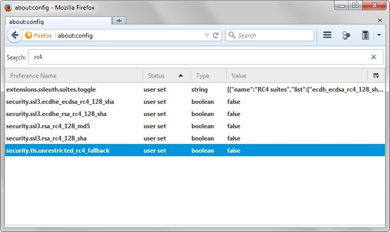 Firefox wyłącza RC4